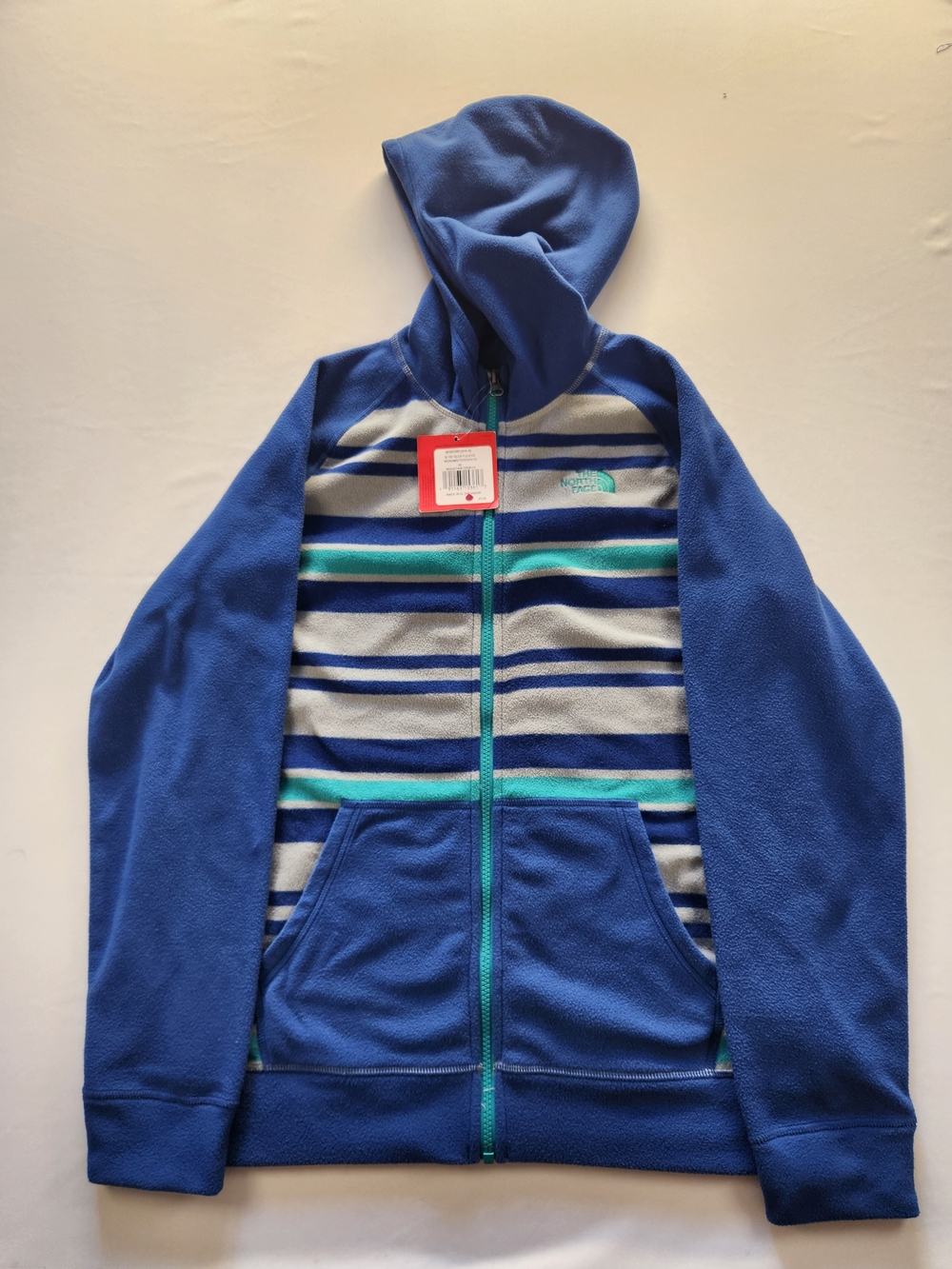 The North Face Kids' Blue Striped Fleece Hoodie